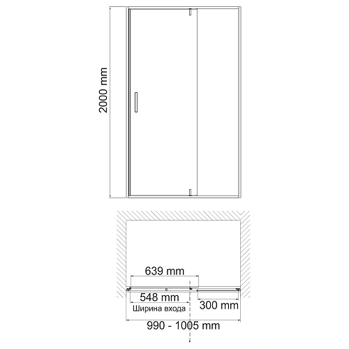 Душевая дверь WasserKRAFT Aisch 55P12 золото Душевая дверь WasserKRAFT Aisch 55P12 золото