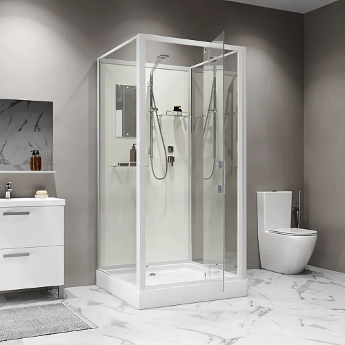 Душевая кабина Niagara Standart ST80/15Q/BK (80х80х200) квадрат, поддон 15см, распашная, проф.белый, без крыши Душевая кабина Niagara Standart ST80/15Q/BK (80х80х200) квадрат, поддон 15см, распашная, проф.белый, без крыши