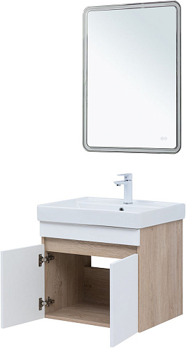 Тумба под раковину Aquanet Оптима 60 00344799 дуб светлый/белый сатин Тумба под раковину Aquanet Оптима 60 00344799 дуб светлый/белый сатин