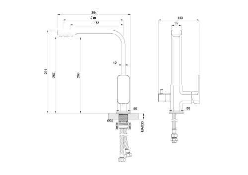 Смеситель для кухни Wonzon & Woghand с подключением фильтра, хром (WW-88458004-CR) Смеситель для кухни Wonzon & Woghand с подключением фильтра, хром (WW-88458004-CR)