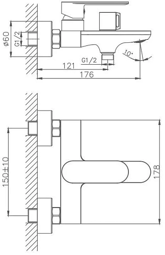 Смеситель для ванны Haiba HB60590, хром Смеситель для ванны Haiba HB60590, хром