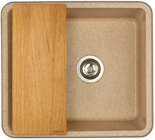 Кухонная мойка Aquaton Беллис 57 1A724932BS220 из литого мрамора, песочный Кухонная мойка Aquaton Беллис 57 1A724932BS220 из литого мрамора, песочный