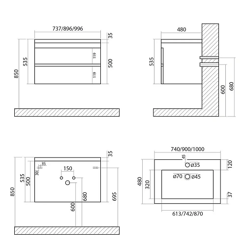 Тумба под раковину ART&MAX FAMILY Family-580-2C-SO-PE подвесная с двумя выкатными ящиками, Pino Esot Тумба под раковину ART&MAX FAMILY Family-580-2C-SO-PE подвесная с двумя выкатными ящиками, Pino Esot
