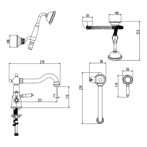 Смеситель на борт ванны Lemark Villa LM4847C, хром Смеситель на борт ванны Lemark Villa LM4847C, хром