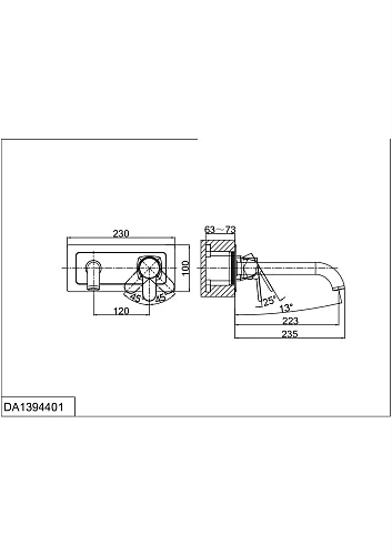 Смеситель для ванны D&K Marx Rhein DA1394401, скрытого монтажа Смеситель для ванны D&K Marx Rhein DA1394401, скрытого монтажа
