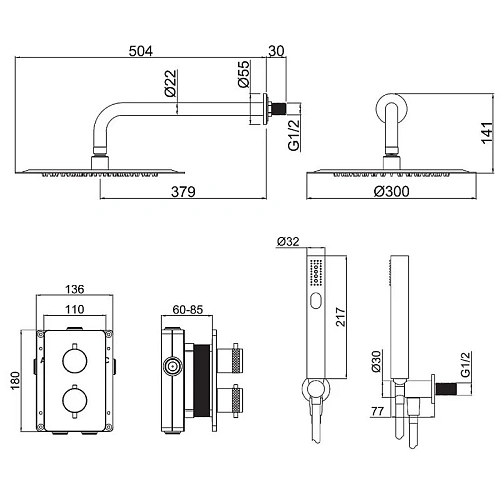 Душевая система Allen Brau Priority 5.31013-BN Никель Душевая система Allen Brau Priority 5.31013-BN Никель