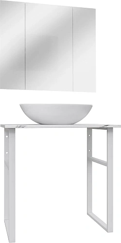 Комплект мебели DIWO Элиста 80 белый мрамор, с раковиной Moduo 55 Leaf 555098 Комплект мебели DIWO Элиста 80 белый мрамор, с раковиной Moduo 55 Leaf 555098