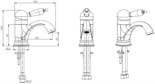 Смеситель для раковины Boheme Tradizionale Nero 251 Смеситель для раковины Boheme Tradizionale Nero 251