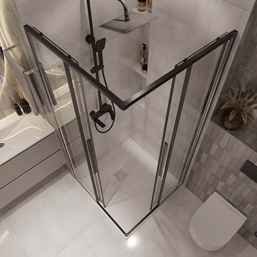 Душевой уголок Niagara Nova NG-6822-34BLACK (80x80x195) квадратная, раздвижная, черный матов, стекло прозрачное Душевой уголок Niagara Nova NG-6822-34BLACK (80x80x195) квадратная, раздвижная, черный матов, стекло прозрачное