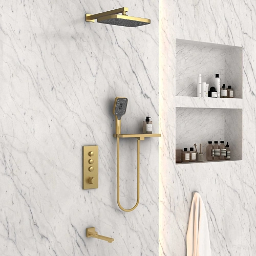 Душевая система Vincea VSFW-431T1RBG встраиваемая, термостатическая, 3 режима, брашированное золото Душевая система Vincea VSFW-431T1RBG встраиваемая, термостатическая, 3 режима, брашированное золото