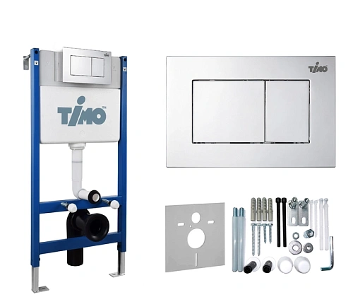 Комплект унитаза Timo INARI TWC-01+FP-004+TK-503 белый с инсталляцией, клавишей смыва REKO хромированная с шумоизоляцией и креплениями Комплект унитаза Timo INARI TWC-01+FP-004+TK-503 белый с инсталляцией, клавишей смыва REKO хромированная с шумоизоляцией и креплениями