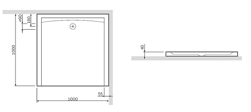 Душевой поддон AM.PM Inspire S W51T-GSSO-100W из акрила Душевой поддон AM.PM Inspire S W51T-GSSO-100W из акрила