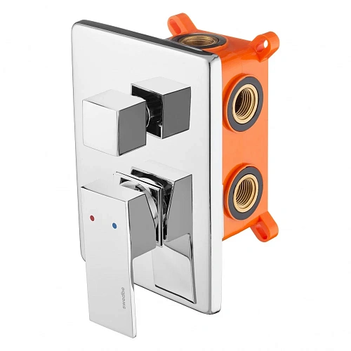 Смеситель для ванны Swedbe Platta 5520 встраиваемый подключение на 3 выхода в монтажном боксе Смеситель для ванны Swedbe Platta 5520 встраиваемый подключение на 3 выхода в монтажном боксе