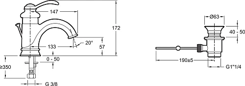 Смеситель для раковины Jacob Delafon Fairfax E72090-CP с донным клапаном Смеситель для раковины Jacob Delafon Fairfax E72090-CP с донным клапаном