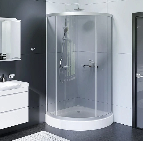 Душевой уголок AM.PM Bliss L 90x90 WK53CC профиль матовый хром, стекло тонированное, с душевой систе Душевой уголок AM.PM Bliss L 90x90 WK53CC профиль матовый хром, стекло тонированное, с душевой систе