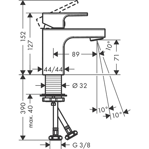 Смеситель для раковины Hansgrohe Vernis Shape 70, без сливного набора 71567670, матовый черный Смеситель для раковины Hansgrohe Vernis Shape 70, без сливного набора 71567670, матовый черный