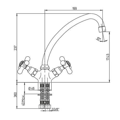 Смеситель для ванны Paini Creta 42CR111CAKM без аксессура Смеситель для ванны Paini Creta 42CR111CAKM без аксессура