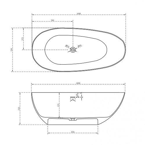 Ванна отдельностоящая ABBER AS9611-1.6 160x75 универсальная, белая матовая, искусственный камень Ванна отдельностоящая ABBER AS9611-1.6 160x75 универсальная, белая матовая, искусственный камень