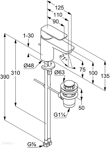 Смеситель для раковины Kludi PURE&STYLE 403880575WR4 хром Смеситель для раковины Kludi PURE&STYLE 403880575WR4 хром
