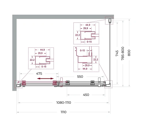 Душевой уголок BelBagno MARINO-2-AH-1-110/80-C-GM 110x80 см, профиль оружейная сталь, стекло прозрачное Душевой уголок BelBagno MARINO-2-AH-1-110/80-C-GM 110x80 см, профиль оружейная сталь, стекло прозрачное