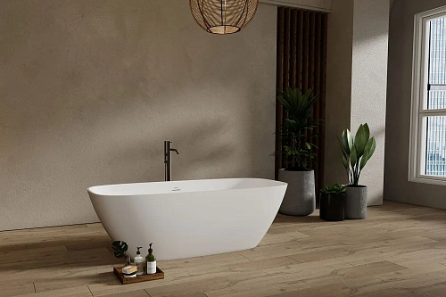 Ванна отдельностоящая ABBER AS9632 165x70,5 универсальная, белая матовая, искусственный камень Ванна отдельностоящая ABBER AS9632 165x70,5 универсальная, белая матовая, искусственный камень