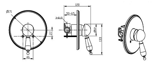 Смеситель для душа Boheme CRYSTAL бронза (одноручковый) 305-CRST встроенный Смеситель для душа Boheme CRYSTAL бронза (одноручковый) 305-CRST встроенный