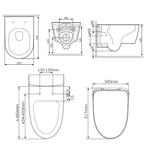 Унитаз подвесной AM.PM Func C8F1702SC FlashClean c электронной крышкой-биде со скрытой подводкой Унитаз подвесной AM.PM Func C8F1702SC FlashClean c электронной крышкой-биде со скрытой подводкой