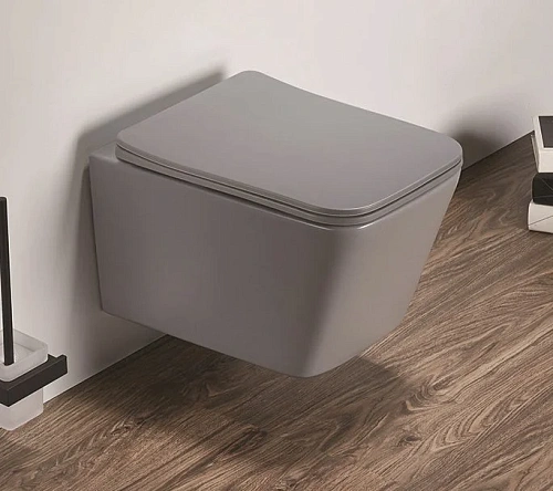 Унитаз подвесной CeramaLux 5170 MH светло-серый матовый с крышкой микролифт Унитаз подвесной CeramaLux 5170 MH светло-серый матовый с крышкой микролифт