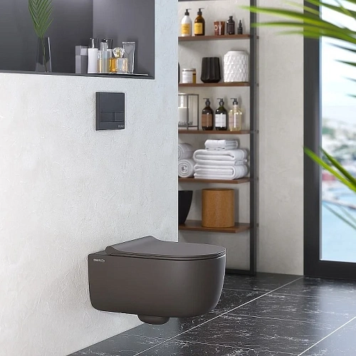 Унитаз подвесной BERGES EGO XL Rimless сиденье EGO XL Slim SO матовый антрацит, микролифт , быстросъ 083218 Унитаз подвесной BERGES EGO XL Rimless сиденье EGO XL Slim SO матовый антрацит, микролифт , быстросъ 083218