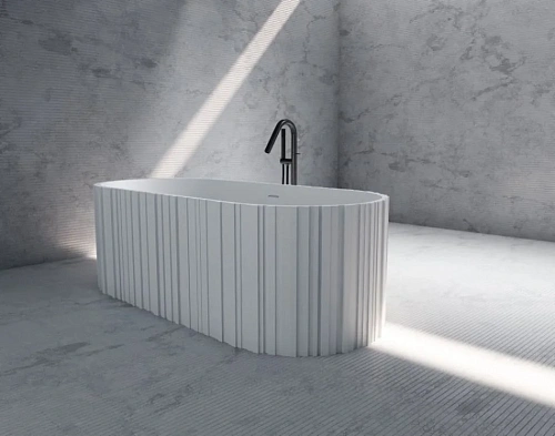 Ванна отдельностоящая ABBER AS9653 170x75 универсальная, белая матовая, искусственный камень Ванна отдельностоящая ABBER AS9653 170x75 универсальная, белая матовая, искусственный камень