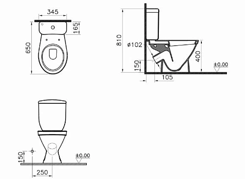 Унитаз напольный Vitra Norm Blanc 9837B099-7202 сиденье микролифт Унитаз напольный Vitra Norm Blanc 9837B099-7202 сиденье микролифт