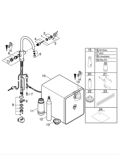 Смеситель для кухни GROHE Blue Red in One с системой для охлаждения, нагревания и газирования воды, 31852000 Смеситель для кухни GROHE Blue Red in One с системой для охлаждения, нагревания и газирования воды, 31852000