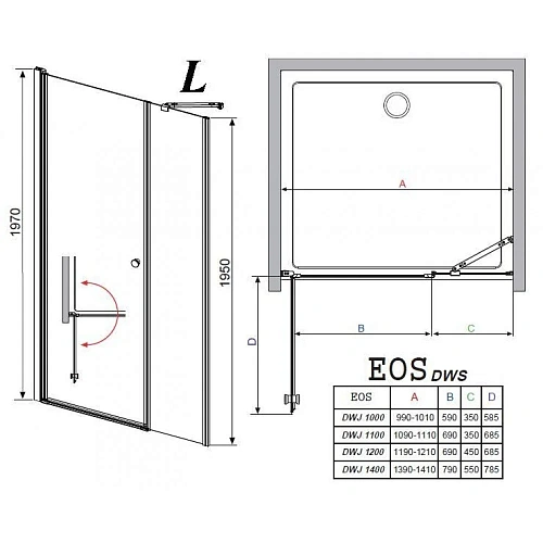 Душевая дверь Radaway EOS DWS 37990-01-01NR 100 см прозрачное стекло R Душевая дверь Radaway EOS DWS 37990-01-01NR 100 см прозрачное стекло R
