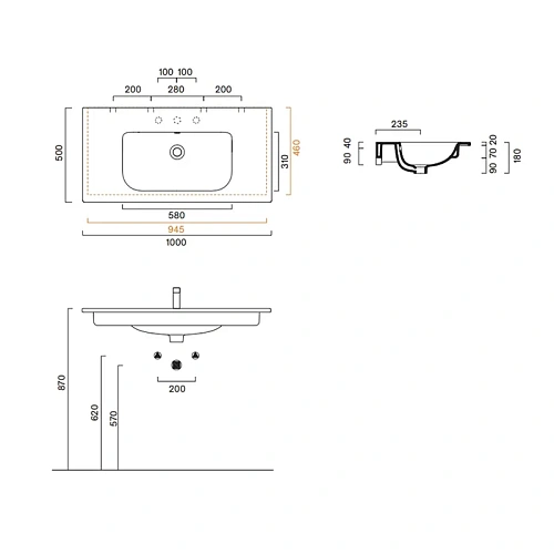 Раковина Catalano Italy 0721010001 100x50, белый глянцевый Раковина Catalano Italy 0721010001 100x50, белый глянцевый