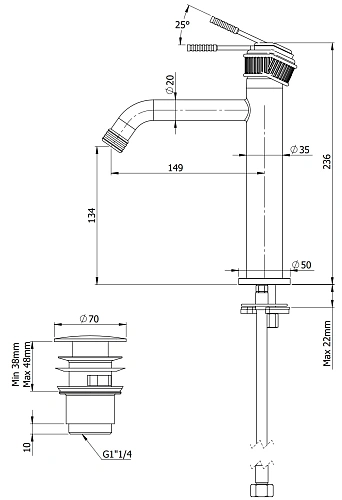 Смеситель для раковины Remer Atelier AL10ACC Смеситель для раковины Remer Atelier AL10ACC