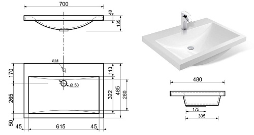Раковина Эстет Monaco 70 silk ФР-00014950 700х480 накладная Раковина Эстет Monaco 70 silk ФР-00014950 700х480 накладная