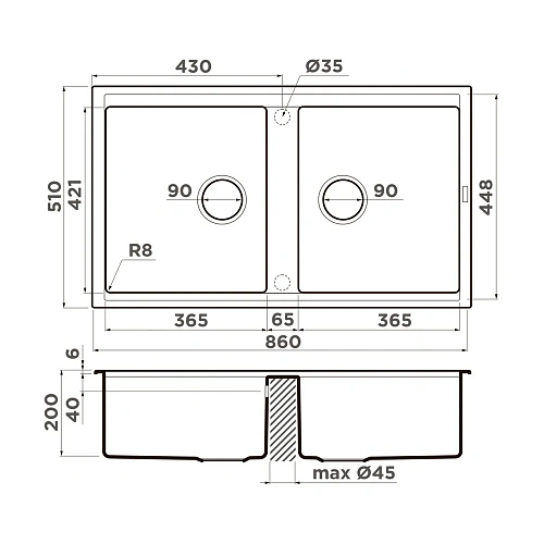 Кухонная мойка Omoikiri Kitagawa 86-2-WG Artceramic/wind green 4993731 Кухонная мойка Omoikiri Kitagawa 86-2-WG Artceramic/wind green 4993731