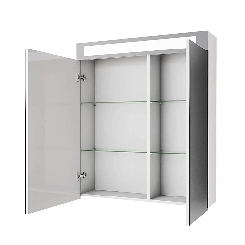 Зеркальный шкаф DREJA UNI, 70 см, 2 дверцы, 4 стеклянные полки, с подсветкой и выключателем, белый 9 99.9002 Зеркальный шкаф DREJA UNI, 70 см, 2 дверцы, 4 стеклянные полки, с подсветкой и выключателем, белый 9 99.9002