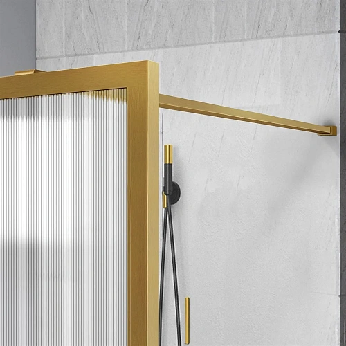 Душевая перегородка Vincea Walk-In VSW-1HP900FLBG, 900x2000, брашированное золото, стекло рифленое Душевая перегородка Vincea Walk-In VSW-1HP900FLBG, 900x2000, брашированное золото, стекло рифленое