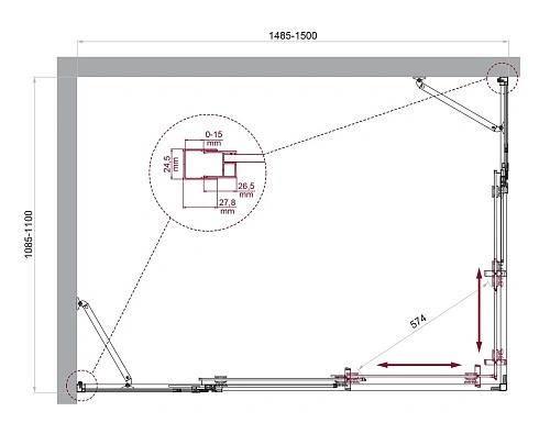 Душевой уголок BelBagno LUCE-AH-22-150/110-C-Cr Душевой уголок BelBagno LUCE-AH-22-150/110-C-Cr