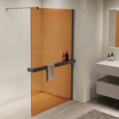 Душевая перегородка Vincea Walk-In VSW-1HR100GSGM 1000x2000 вороненая сталь, стекло янтарь Душевая перегородка Vincea Walk-In VSW-1HR100GSGM 1000x2000 вороненая сталь, стекло янтарь