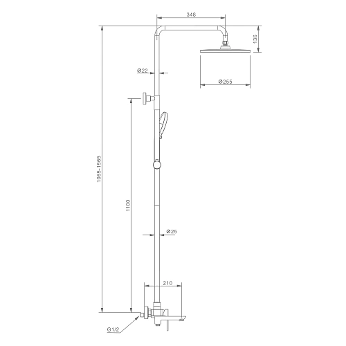 Душевая система Raglo R03.24.09, графит Душевая система Raglo R03.24.09, графит