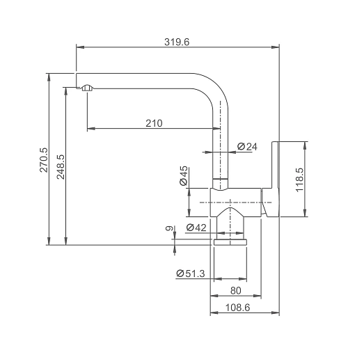 Смеситель для кухни Splenka S205.40.06, черный Смеситель для кухни Splenka S205.40.06, черный