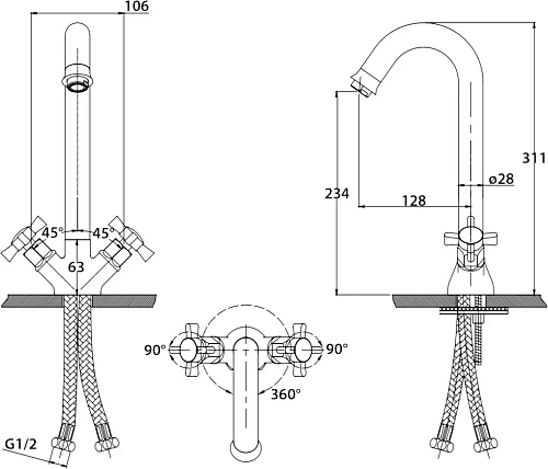 Смеситель для кухни Kaiser Cross 41033 Смеситель для кухни Kaiser Cross 41033