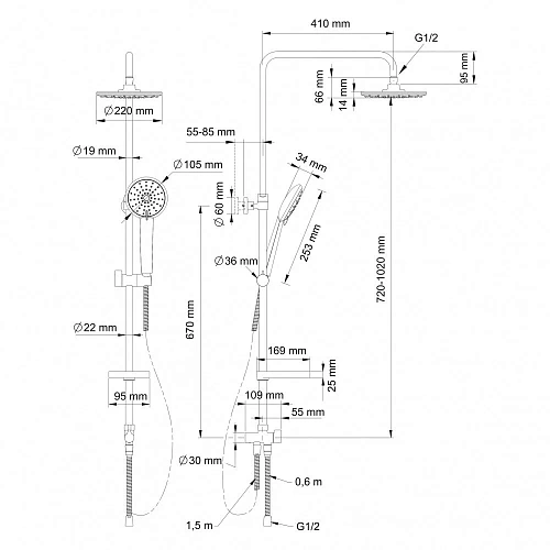Душевая система Swedbe Calypso 5075 Душевая система Swedbe Calypso 5075