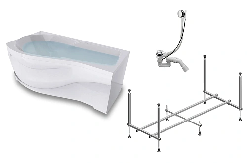 Акриловая ванна Timo VINO1590L 150x90x66 с каркасом, слив-переливом, фронтальной и торцевой панелями Акриловая ванна Timo VINO1590L 150x90x66 с каркасом, слив-переливом, фронтальной и торцевой панелями