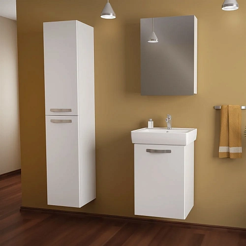 Зеркальный шкаф DREJA ALMI, 50 см, 1 дверца, 2 стеклянные полки, белый 99.9008 Зеркальный шкаф DREJA ALMI, 50 см, 1 дверца, 2 стеклянные полки, белый 99.9008