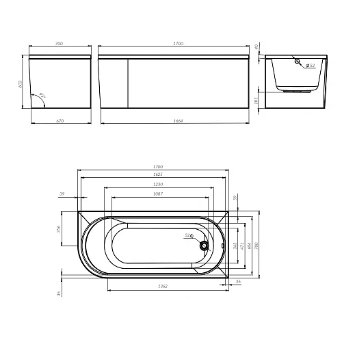 Акриловая ванна AM.PM X-Joy W94A-170R70W-ARP угловая правосторонняя 170x70 см c каркасом и панелью Акриловая ванна AM.PM X-Joy W94A-170R70W-ARP угловая правосторонняя 170x70 см c каркасом и панелью