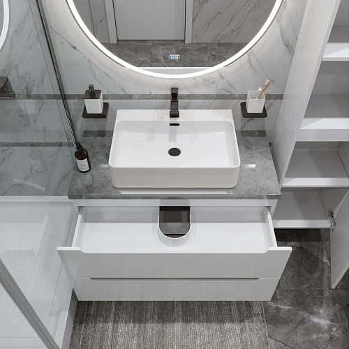 Тумба со столешницей и раковиной BelBagno ETNA 100 etna100bl-kepmgl-1338-set подвесная ETNA100BL-KEPMGL-1338-SET Тумба со столешницей и раковиной BelBagno ETNA 100 etna100bl-kepmgl-1338-set подвесная ETNA100BL-KEPMGL-1338-SET