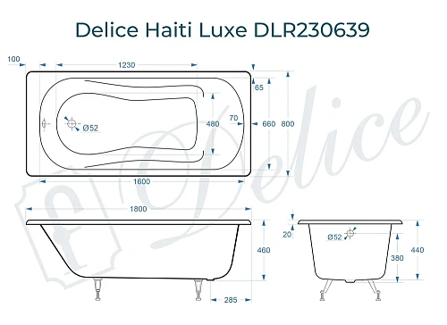 Ванна чугунная Delice Haiti Luxe 180х80 DLR230639 Ванна чугунная Delice Haiti Luxe 180х80 DLR230639